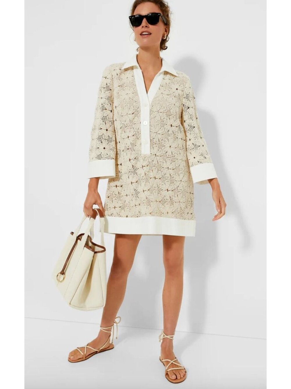 Tuckernuck $198 Tan Crochet Collier Dress Size XL Nautical Beach